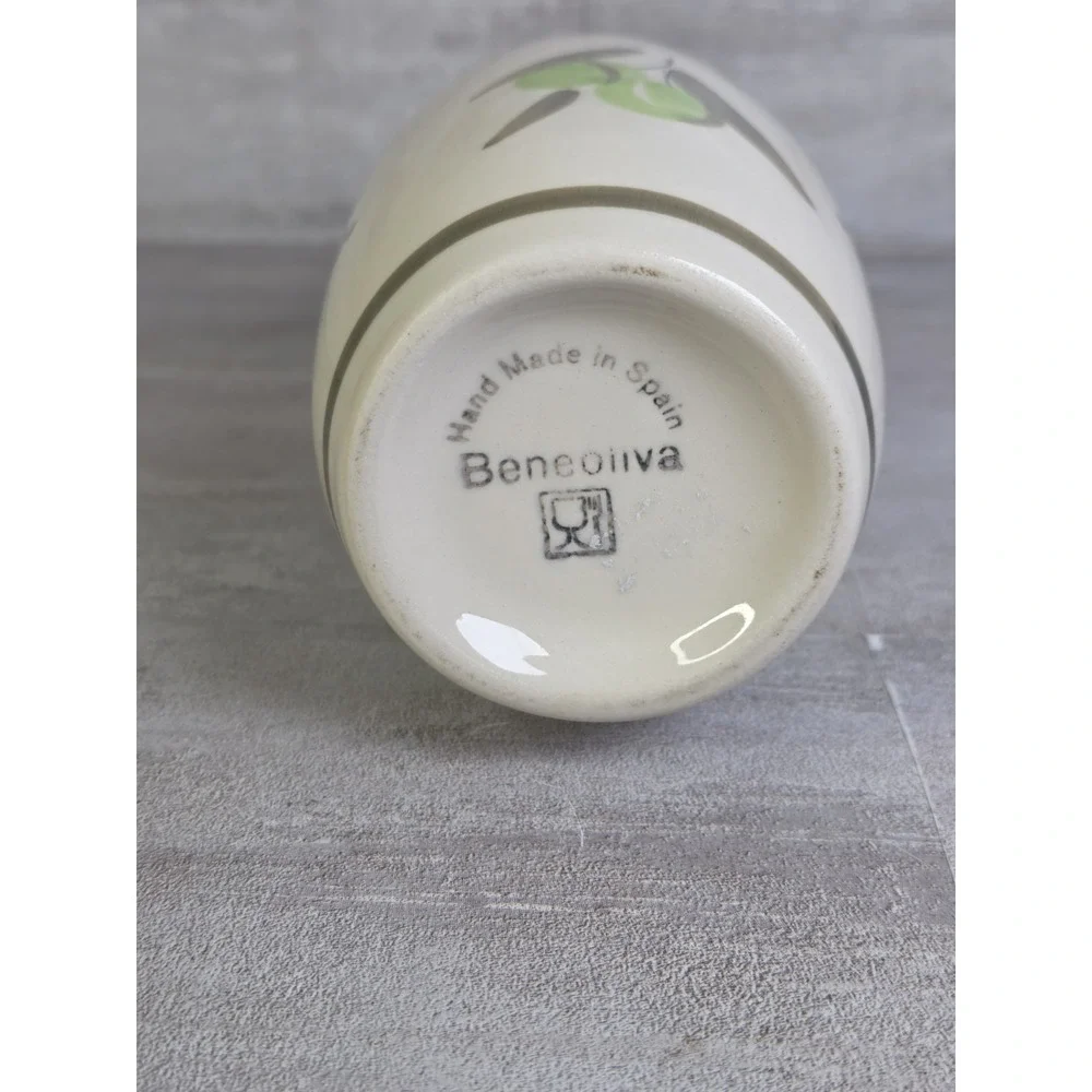 Hand Painted Beneoliva Olive Oil Ceramic Bottle World Market Handmade In Spain